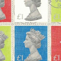 Queen Elizabeth II Postage Stamp Print Paper ~ Rossi Italy